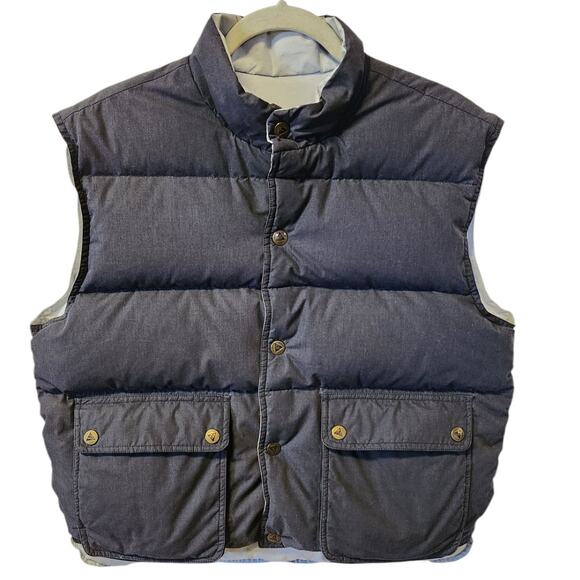 Mighty Mac Reversible Grey Duck Down Feather Filled Gray Puffer Vest Men Medium - Picture 2 of 7